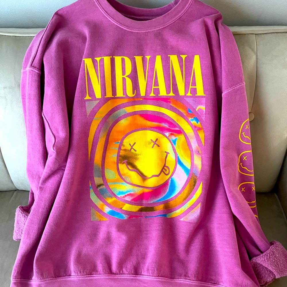 UO Pink Nirvana Sweatshirt, size L/XL. Like new!